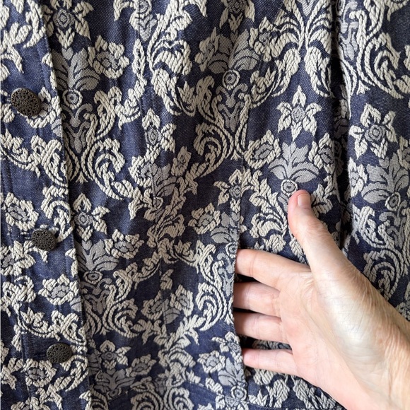 Chico’s Jacquard Paisley Marcissa Denim Jacket SZ L Smart Casual Career Stretch - Picture 5 of 15